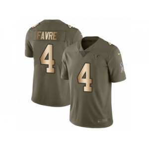 Men Nike Atlanta Falcons #4 Brett Favre Limited Olive Gold 2017 Salute to Service NFL Jersey