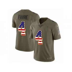 Men Nike Atlanta Falcons #4 Brett Favre Limited Olive USA Flag 2017 Salute to Service NFL Jersey