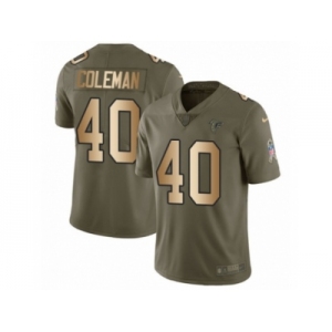 Men Nike Atlanta Falcons #40 Derrick Coleman Limited Olive Gold 2017 Salute to Service NFL Jersey