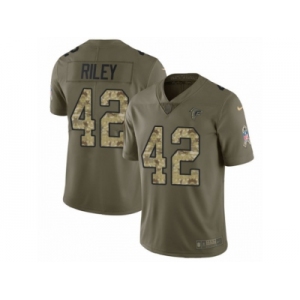 Men Nike Atlanta Falcons #42 Duke Riley Limited Olive Camo 2017 Salute to Service NFL Jersey