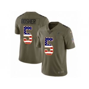 Men Nike Atlanta Falcons #5 Matt Bosher Limited Olive USA Flag 2017 Salute to Service NFL Jersey