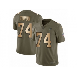 Men Nike Atlanta Falcons #74 Tani Tupou Limited Olive Gold 2017 Salute to Service NFL Jersey
