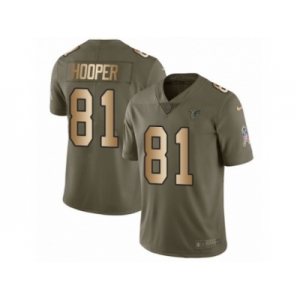 Men Nike Atlanta Falcons #81 Austin Hooper Limited Olive Gold 2017 Salute to Service NFL Jersey