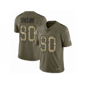 Men Nike Atlanta Falcons #90 Derrick Shelby Limited Olive Camo 2017 Salute to Service NFL Jersey