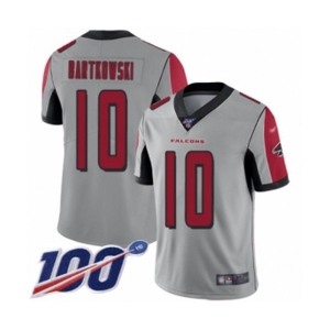 Men's Atlanta Falcons #10 Steve Bartkowski Limited Silver Inverted Legend 100th Season Football Jersey