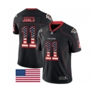 Men's Atlanta Falcons #11 Julio Jones Limited Black Rush USA Flag Football Jersey