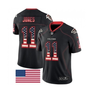 Men's Atlanta Falcons #11 Julio Jones Limited Black Rush USA Flag Football Jersey