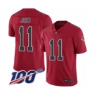 Men's Atlanta Falcons #11 Julio Jones Limited Red Rush Vapor Untouchable 100th Season Football Jersey