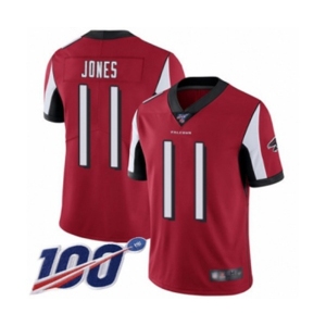 Men's Atlanta Falcons #11 Julio Jones Red Team Color Vapor Untouchable Limited Player 100th Season Football Jersey