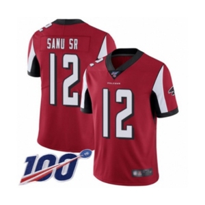 Men's Atlanta Falcons #12 Mohamed Sanu Red Team Color Vapor Untouchable Limited Player 100th Season Football Jersey