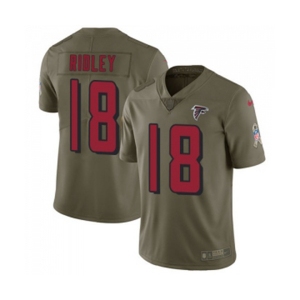 Men's Atlanta Falcons #18 Calvin Ridley Limited Olive 2017 Salute to Service Football Jersey