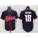 Men's Atlanta Falcons #18 Kirk Cousins Black With Patch Cool Base Baseball Stitched Jersey