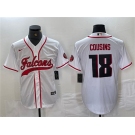 Men's Atlanta Falcons #18 Kirk Cousins White With Patch Cool Base Baseball Stitched Jersey