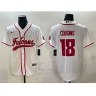 Men's Atlanta Falcons #18 Kirk Cousins White With Patch Cool Base Stitched Baseball Jersey