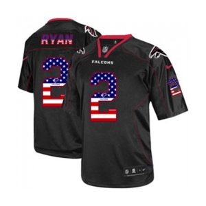 Men's Atlanta Falcons #2 Matt Ryan Black USA Flag Fashion Football Jersey