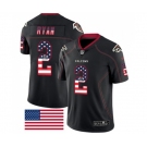 Men's Atlanta Falcons #2 Matt Ryan Limited Black Rush USA Flag Football Jersey