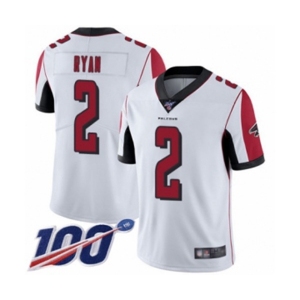 Men's Atlanta Falcons #2 Matt Ryan White Vapor Untouchable Limited Player 100th Season Football Jersey