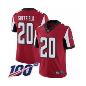 Men's Atlanta Falcons #20 Kendall Sheffield Red Team Color Vapor Untouchable Limited Player 100th Season Football Jersey