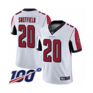 Men's Atlanta Falcons #20 Kendall Sheffield White Vapor Untouchable Limited Player 100th Season Football Jersey