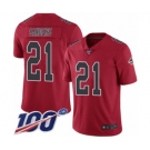 Men's Atlanta Falcons #21 Deion Sanders Limited Red Rush Vapor Untouchable 100th Season Football Jersey