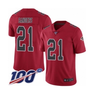 Men's Atlanta Falcons #21 Deion Sanders Limited Red Rush Vapor Untouchable 100th Season Football Jersey