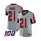 Men's Atlanta Falcons #21 Deion Sanders Limited Silver Inverted Legend 100th Season Football Jersey