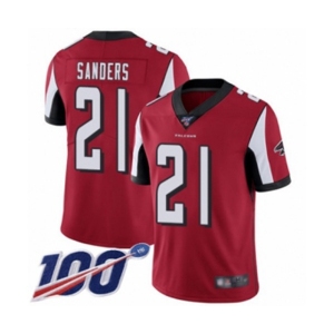 Men's Atlanta Falcons #21 Deion Sanders Red Team Color Vapor Untouchable Limited Player 100th Season Football Jersey