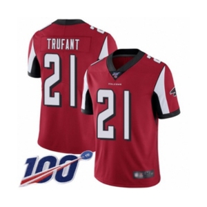 Men's Atlanta Falcons #21 Desmond Trufant Red Team Color Vapor Untouchable Limited Player 100th Season Football Jersey