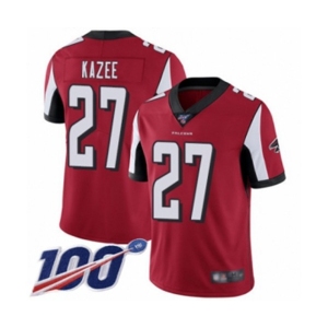 Men's Atlanta Falcons #27 Damontae Kazee Red Team Color Vapor Untouchable Limited Player 100th Season Football Jersey