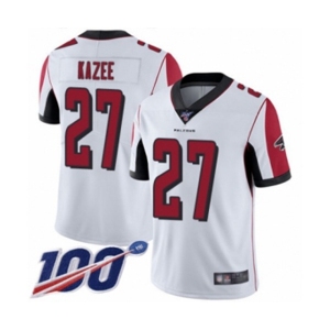 Men's Atlanta Falcons #27 Damontae Kazee White Vapor Untouchable Limited Player 100th Season Football Jersey