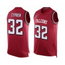 Men's Atlanta Falcons #32 Johnathan Cyprien Limited Red Player Name & Number Tank Top Football Jersey