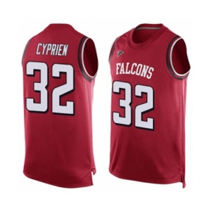 Men's Atlanta Falcons #32 Johnathan Cyprien Limited Red Player Name & Number Tank Top Football Jersey