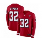 Men's Atlanta Falcons #32 Johnathan Cyprien Limited Red Therma Long Sleeve Football Jersey