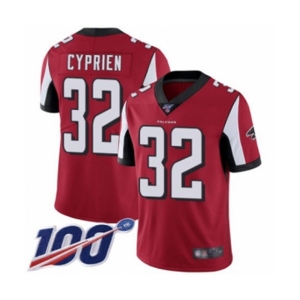 Men's Atlanta Falcons #32 Johnathan Cyprien Red Team Color Vapor Untouchable Limited Player 100th Season Football Jersey