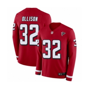 Men's Atlanta Falcons #32 Qadree Ollison Limited Red Therma Long Sleeve Football Jersey