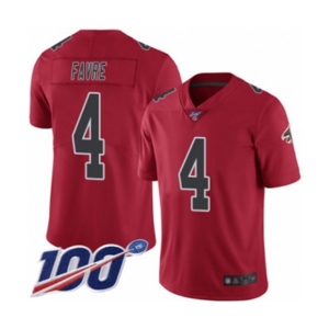 Men's Atlanta Falcons #4 Brett Favre Limited Red Rush Vapor Untouchable 100th Season Football Jersey