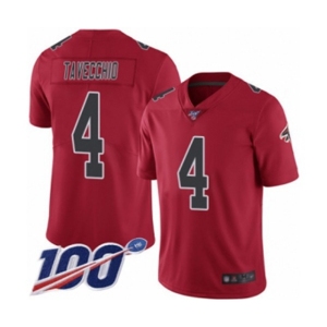 Men's Atlanta Falcons #4 Giorgio Tavecchio Limited Red Rush Vapor Untouchable 100th Season Football Jersey