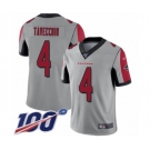 Men's Atlanta Falcons #4 Giorgio Tavecchio Limited Silver Inverted Legend 100th Season Football Jersey