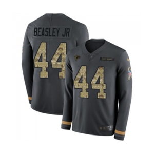 Men's Atlanta Falcons #44 Vic Beasley Limited Black Salute to Service Therma Long Sleeve Football Jersey