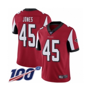 Men's Atlanta Falcons #45 Deion Jones Red Team Color Vapor Untouchable Limited Player 100th Season Football Jersey