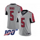 Men's Atlanta Falcons #5 Matt Bosher Limited Silver Inverted Legend 100th Season Football Jersey