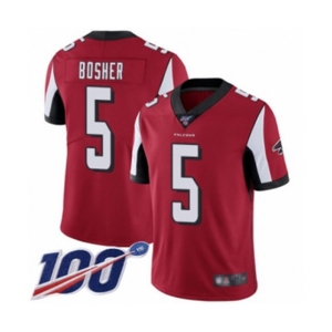 Men's Atlanta Falcons #5 Matt Bosher Red Team Color Vapor Untouchable Limited Player 100th Season Football Jersey