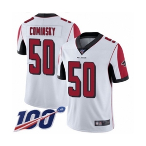 Men's Atlanta Falcons #50 John Cominsky White Vapor Untouchable Limited Player 100th Season Football Jersey