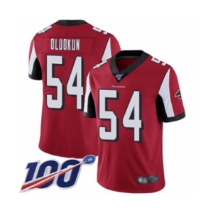 Men's Atlanta Falcons #54 Foye Oluokun Red Team Color Vapor Untouchable Limited Player 100th Season Football Jersey