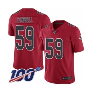 Men's Atlanta Falcons #59 De'Vondre Campbell Limited Red Rush Vapor Untouchable 100th Season Football Jersey