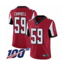 Men's Atlanta Falcons #59 De'Vondre Campbell Red Team Color Vapor Untouchable Limited Player 100th Season Football Jersey