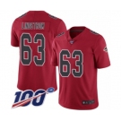 Men's Atlanta Falcons #63 Chris Lindstrom Limited Red Rush Vapor Untouchable 100th Season Football Jersey