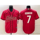 Men's Atlanta Falcons #7 Bijan Robinson Red With Patch Cool Base Stitched Baseball Jerse