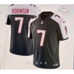 Men's Atlanta Falcons #7 Robinson  Black White F.U.S.E. Vapor Untouchable Limited 2024 Stitched Football Jersey