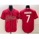 Men's Atlanta Falcons #7 Robinson Red With Patch Cool Base Baseball Stitched Jersey